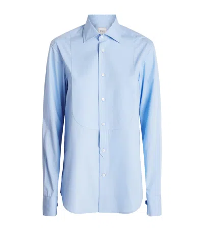 With Nothing Underneath Organic Cotton Dress Shirt In Blue