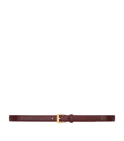 Saint Laurent Leather Trapezoid Buckle Belt In Brown