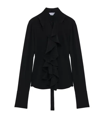Alexander Mcqueen Cotton Ruffled Shirt In Black