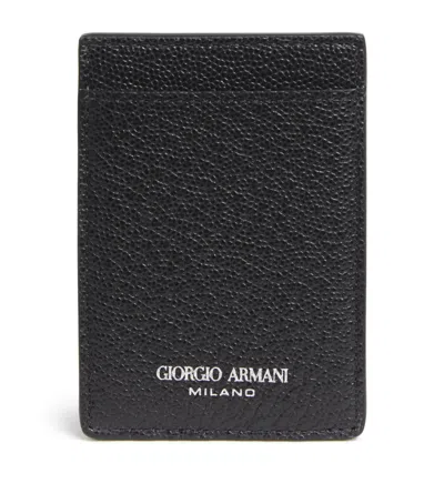 Giorgio Armani Grained Leather Card Holder In Black