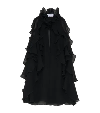 Alexander Mcqueen Cut-out Top In Silk Georgette With Ruffles Tops Black