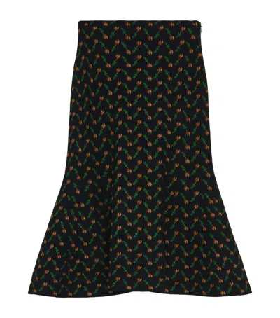 Alexander Mcqueen Floral Jacquard Midi Skirt In Black