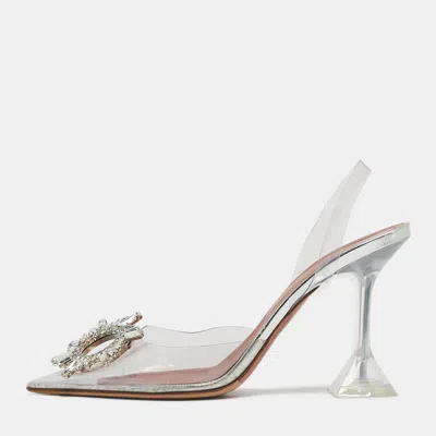 Pre-owned Amina Muaddi Begum Size 37 Transparent Pvc Slingback Pumps