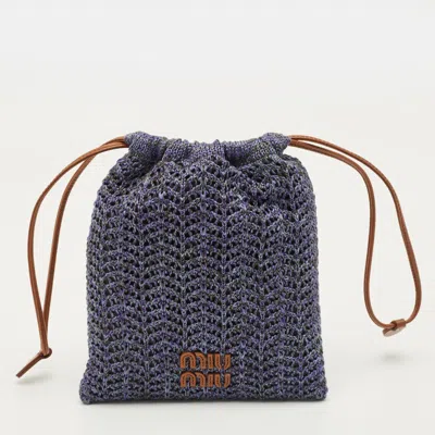 Pre-owned Miu Miu Drawstring Purple/brown Crochet Pouch