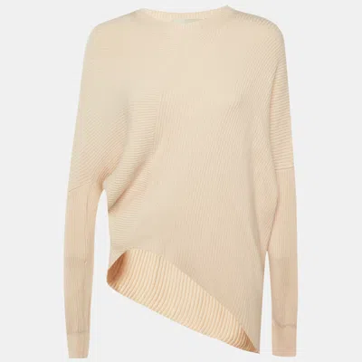 Pre-owned Stella Mccartney Beige Wool Knit Asymmetric Hem Sweater S In Sand
