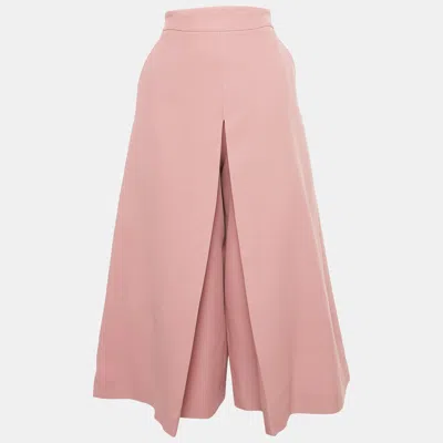 Pre-owned Gucci Pink Crepe Pleated Culottes M