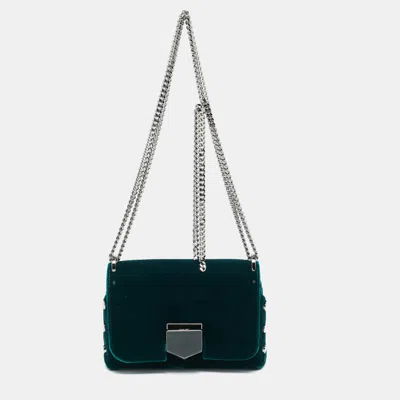 Pre-owned Jimmy Choo Lockett City Green Velvet Shoulder Bag