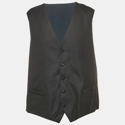 Pre-owned Dolce & Gabbana Navy Blue Wool And Silk Formal Vest Xxxl