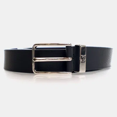 Pre-owned Louis Vuitton Taiga Pont Neuf Belt Sz 90/36 In Black