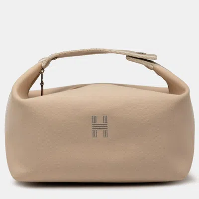 Pre-owned Hermes Brown Small Toile Bride A Brac Case
