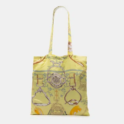 Pre-owned Hermes Yellow Etriers Silk So Tote
