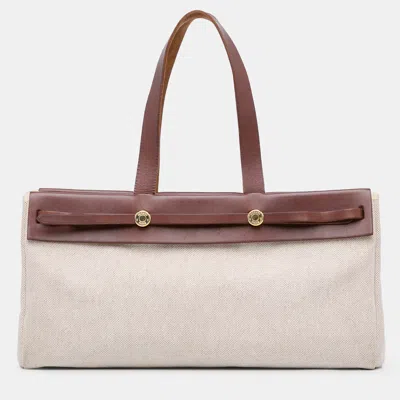 Pre-owned Hermes Brown Herbag Cabas Mm