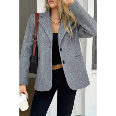 Truedames Solid Notch Lapel Single Breasted Blazer In Gray