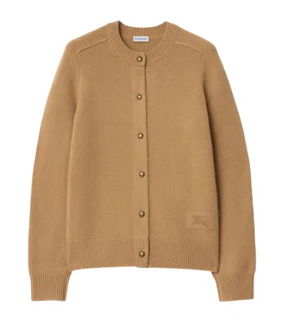 Burberry Cashmere Ekd Patch Cardigan In Sand
