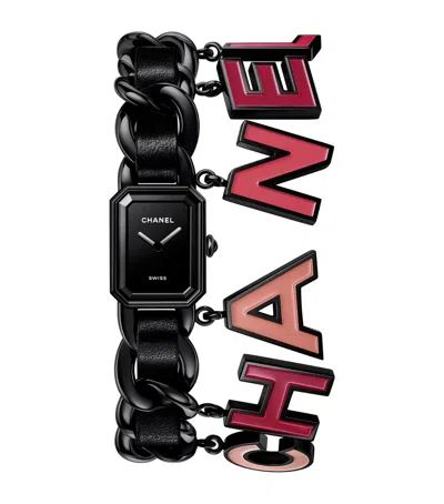 Pre-owned Chanel Coated Steel Première Charms Blush Watch In Black