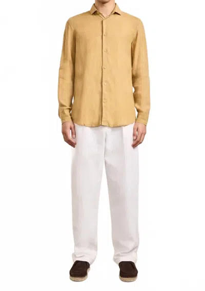 Frescobal Carioca Antonio Linen Shirt In Dried Moss In Gold