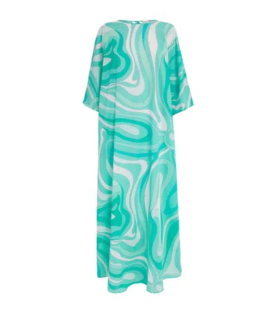 Pucci Cotton Marmo Maxi Dress In Green