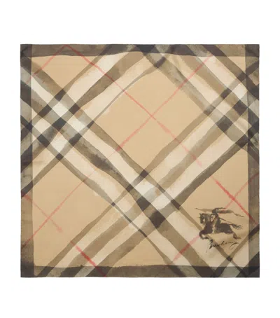Burberry Silk Watercolour Check Scarf In Sand