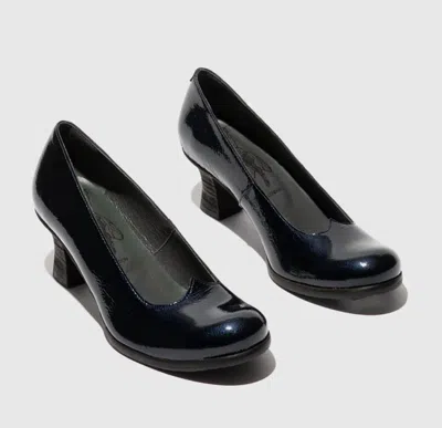 Fly London Women's Slip-on Heels In Navy In Black
