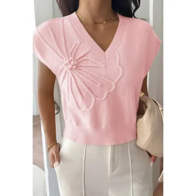 Truedames Solid V Neck Sleeveless Knit Loose Vest In Brown