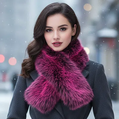 Truedames Plush Faux Fur Winter Scarf In Purple