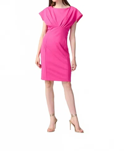 Joseph Ribkoff Pleated Dolman Sleeves Midi Dress In Ultra Pink In Pink