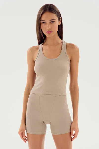 Splits59 Ashby Rib Crop Tank Top In Latte In Neutral