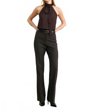 Nili Lotan Corette Wool Pant In Cigar Plaid In Brown
