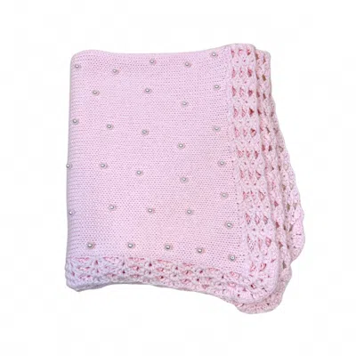 Gita Girl's Blanket With White Pearls In Pink In Pink