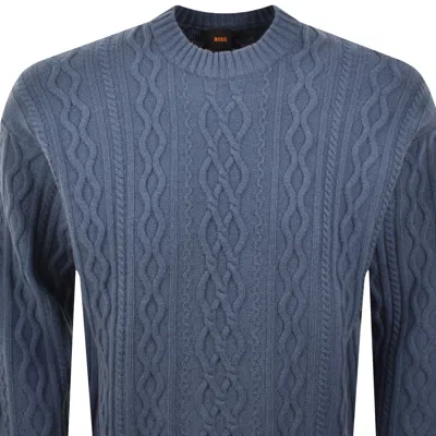 Boss Casual Boss Kableto Knit Jumper Blue In Blue