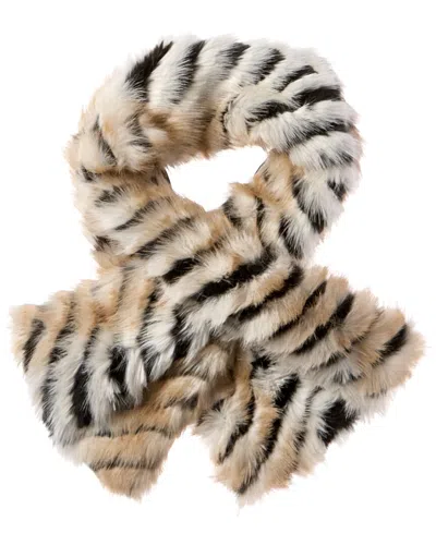 La Fiorentina Plush Striped Pull-through Scarf In Neutral