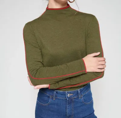 Vilagallo High Neck Sweater In Olive In Multi