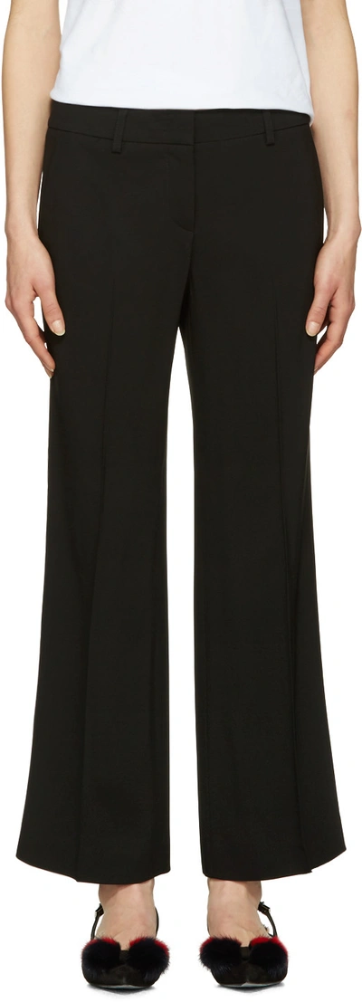 Emilio Pucci Cropped Striped Silk-trimmed Wool-blend Flared Pants In Black