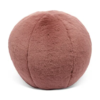 Aqua Big Rabbit Faux Fur Ball Pillow - Exclusive In Pink