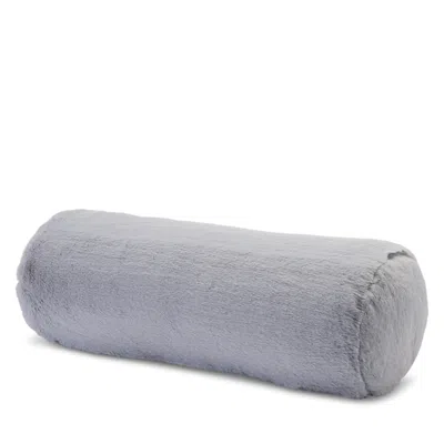 Aqua Big Rabbit Faux Fur Bolster Decorative Pillow - Exclusive In Gray