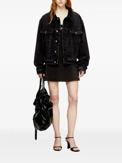 Diesel Mini Dress With Spaghetti Straps And Scoop Neck In Black