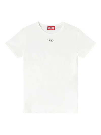 Diesel T-uncutieslong-od Metallic Oval D T-shirt In White