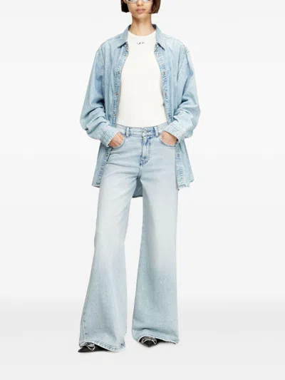 Diesel T-uncutieslong-od Metallic Oval D T-shirt In White