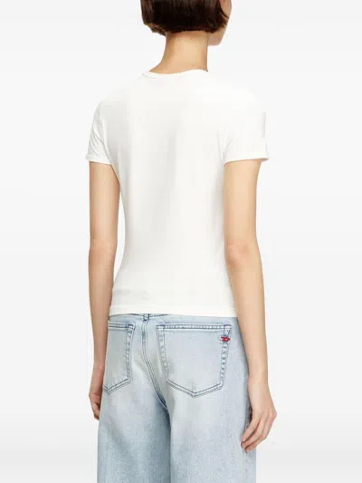 Diesel T-uncutieslong-od Metallic Oval D T-shirt In White