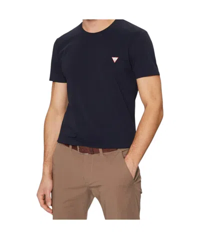 Guess Logo Detailed Crewneck T-shirt In Blue