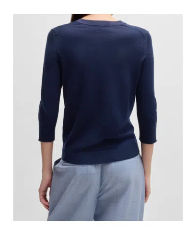 Hugo Boss Boss Filbure Wool Henley Top In Clean Navy