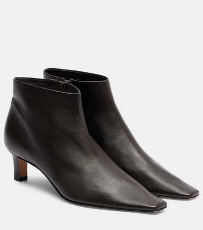 The Row Carla 45 Leather Ankle Boots In Black