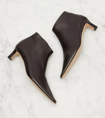 The Row Carla 45 Leather Ankle Boots In Black