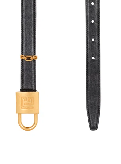 Balmain Sync Narrow Leather Belt In Brown