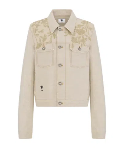 Dior Long Sleeve Denim Jacket In Brown