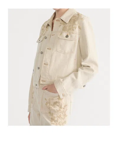 Dior Long Sleeve Denim Jacket In Brown