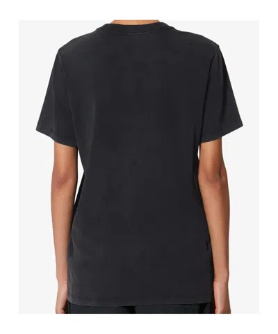 Isabel Marant Étoile Crew Neck Graphic Print Short Sleeve Top In Black