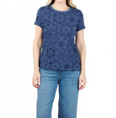 Goldie Eternity Lace Print Ringer Boy Tee In Denim Heather In Blue
