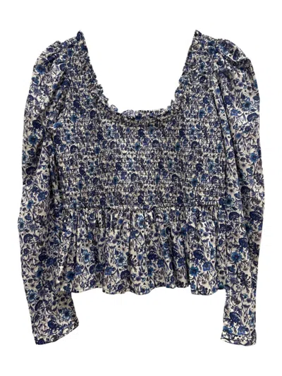 Alix Of Bohemia Delilah Luna Flower Top In White Luna In Blue