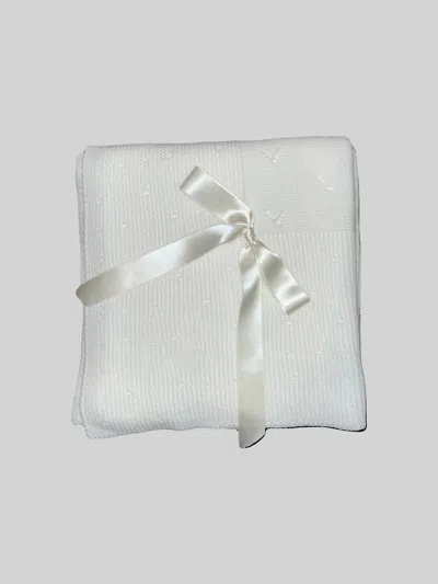 Juliana Baby Dotted/textured Knit Blanket In White In White